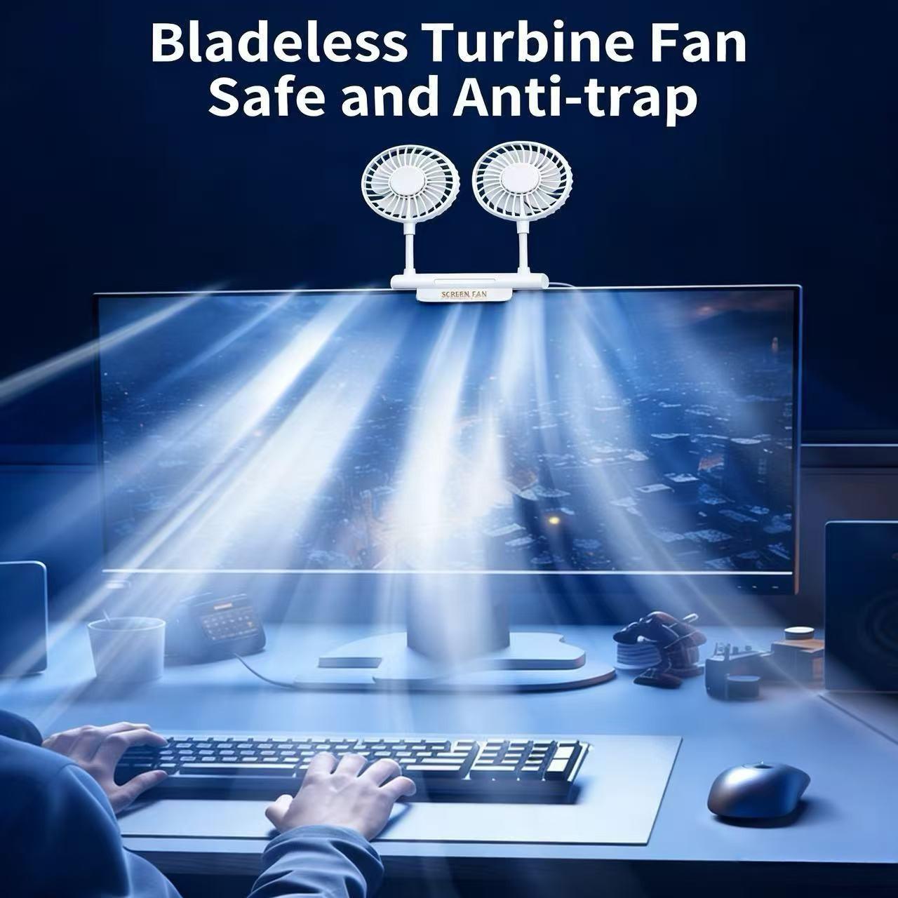 Desktop fan, monitor fan clip with 2 fan heads,3gear wind speed, office desk fan, USB powered cooling fan, quiet breeze, portable fan that does not take up space, suitable for laptops, games, homes, conferences, desktop computers
