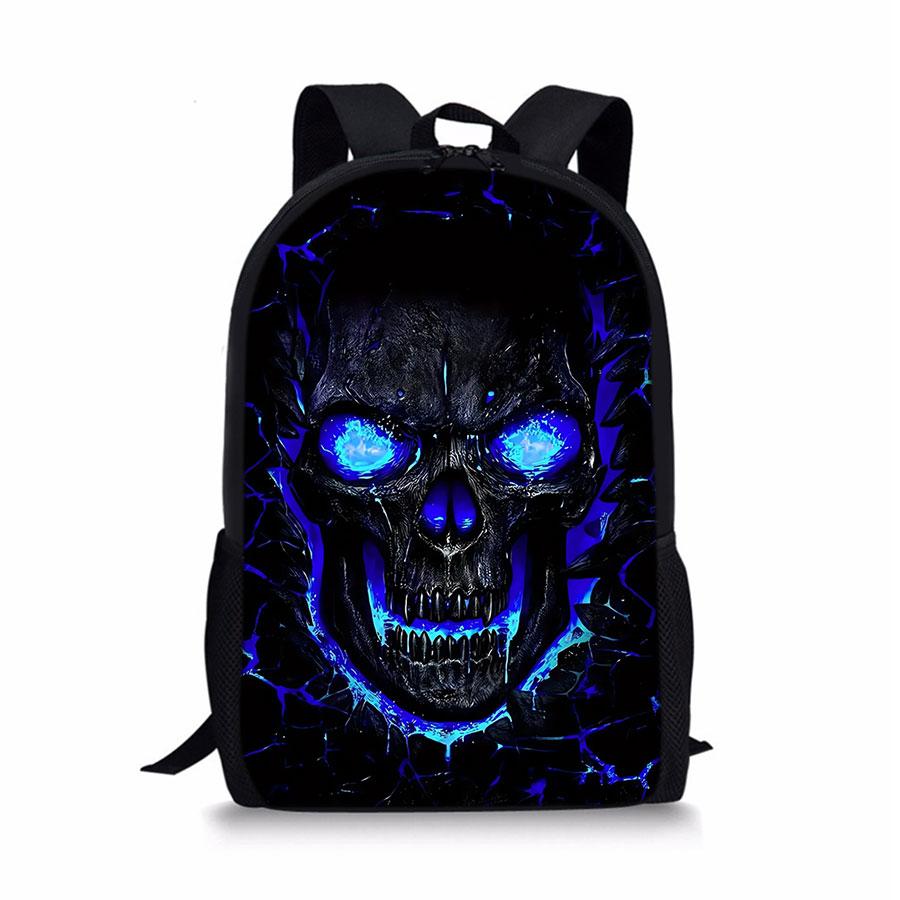 Skull pattern printed 17 inch height 44 cm single layer Led backpack
