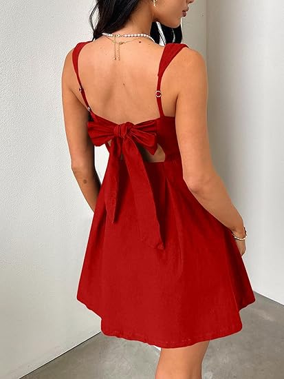 Womens Mini Party Dress Sleeveless Backless Bow Tie Square Neck Short Dress wendy white dress - TikTok Shop Womens Mini Party Dress Sleeveless Backless Bow Tie Square Neck Short Dress wendy white dress - TikTok Shop