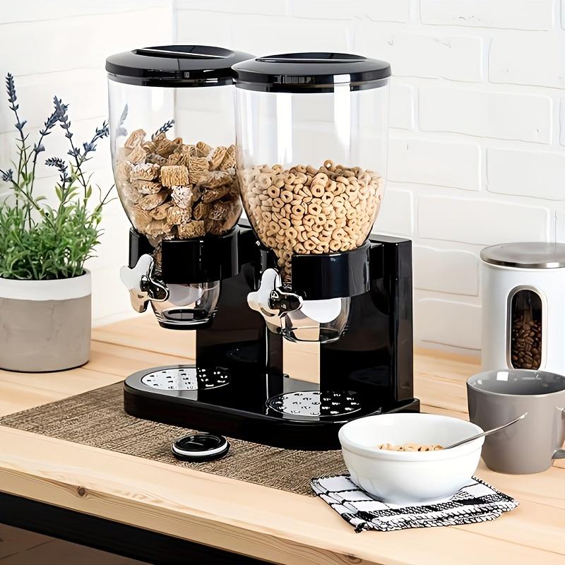 Dual-control dry food dispenser, leak-proof design, large capacity for storing grains, oats, rice, and nuts