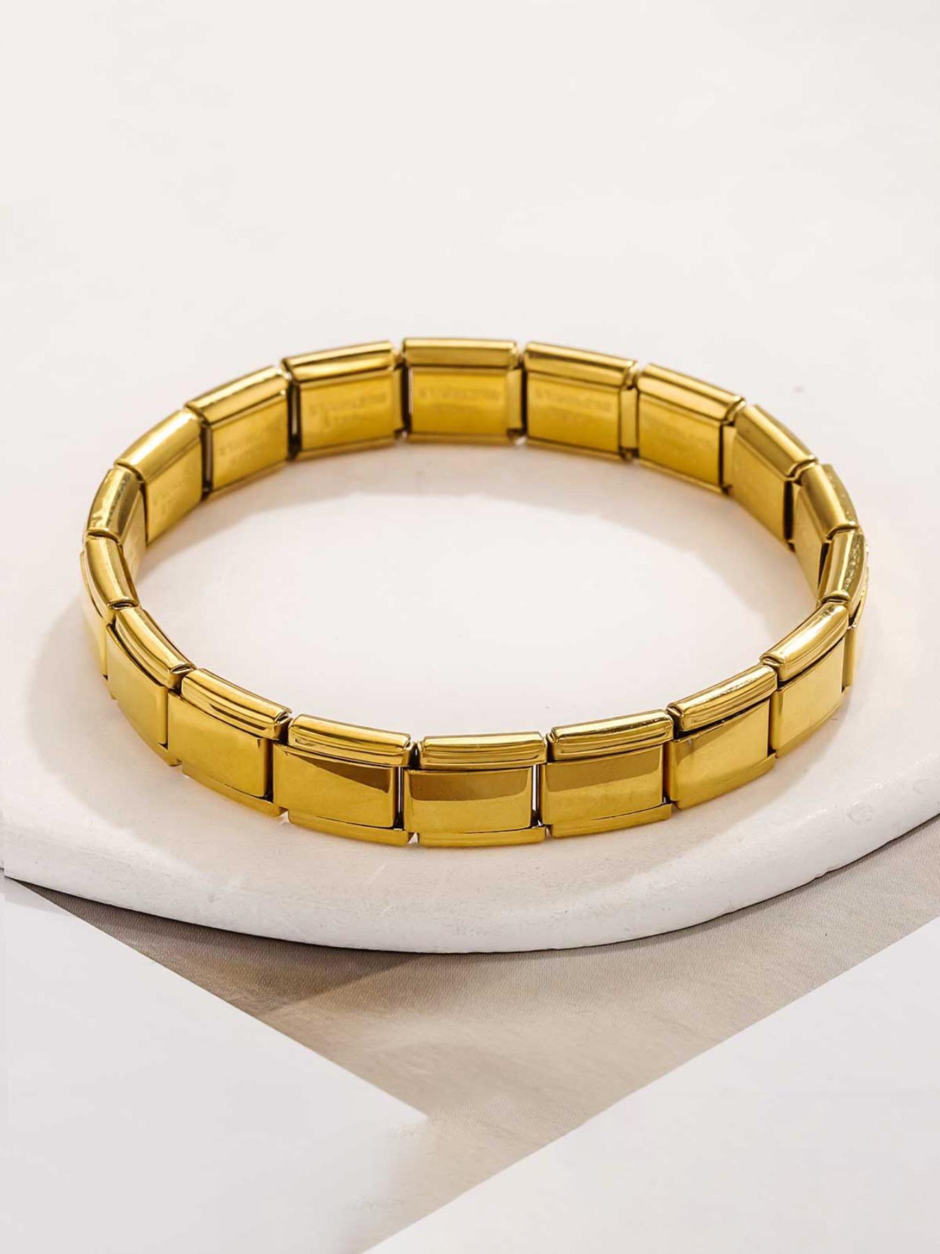 DIY 304 Stainless Steel Charm Bracelet, Modular Links with Cartoon/butterfly/heart Stickers, Customizable Women's Bracelet, Hypoallergenic & Fade-Resistant