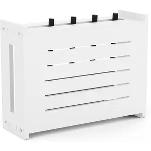Wooden WiFi Router Storage Box, Wall-Mounted Router Hider with Cable Management System, Countertop Modem Shelf Hider Cover, Home Organization Solution for Most Size Routers, Need Assembly