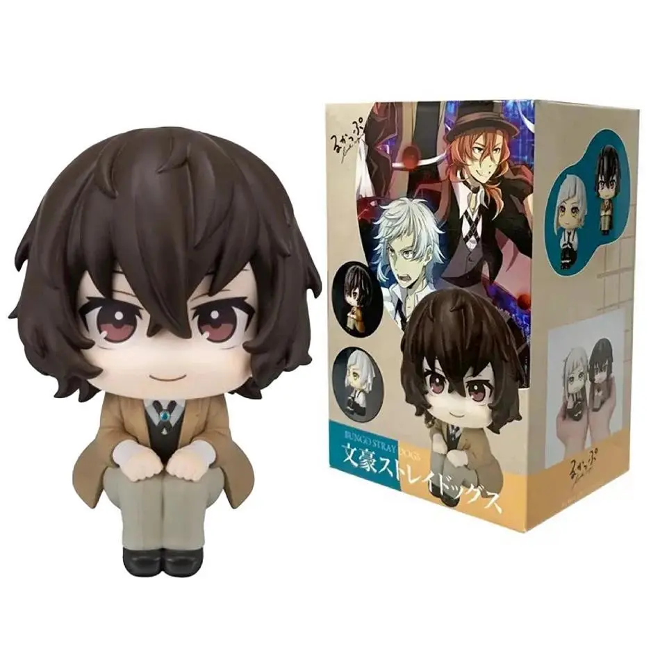 10cm Bungo Stray Dogs Look Up Action Figure Nakajima Atsushi Dazai Osamu Q Version PVC Collectible Desk Decor Model Toy Fans Gif