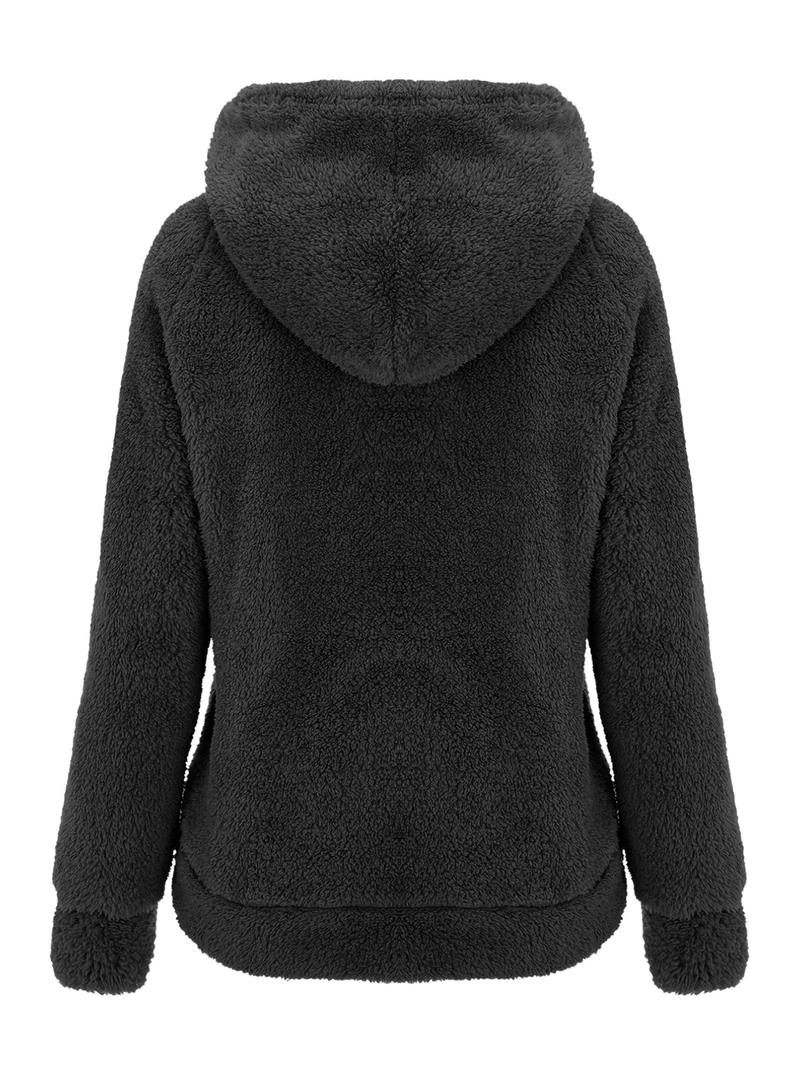 Women's Plus Size Faux Fur Coat Fall Winter Warm Commuter Simple Solid Color Drawstring Pocket Outerwear