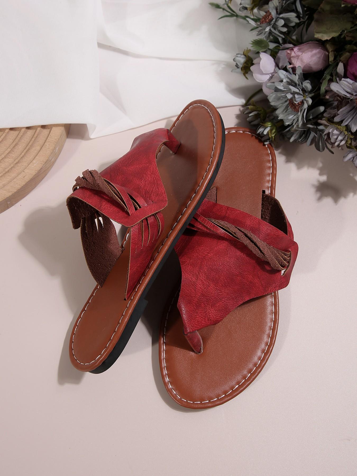 Large Size 36-44 Folded Strap Sandals, Flat Flip Flops, Multi-Color, Comfortable PU Sole, Ideal for Daily Wear, Beach, Shopping