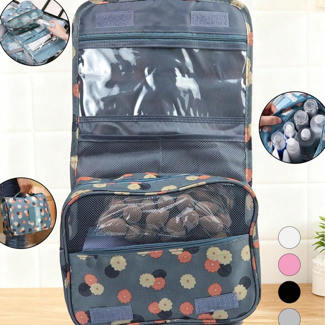 Multi-Functional Travel Makeup Bag, Large Capacity Cosmetic Bag, Double-Layer Waterproof Pouch, PU Leather Organizer, Portable Toiletry Bag