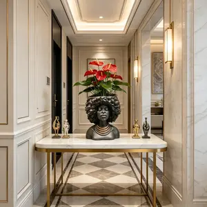 Resin Lady Head Statue Planter Pot, 10 Inch Indoor Outdoor Garden Decor, Vintage Style Sculpture Gift for Plant Lovers