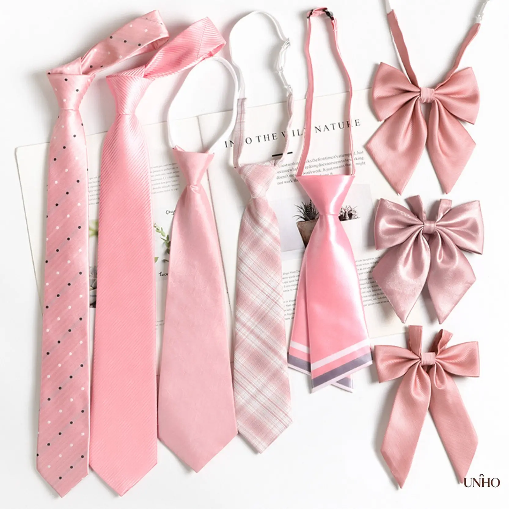 Women’s Japanese College Style Pink Bow Tie, Lazy No-Iron JK Uniform Collar Decor Bow, Cute Sweet Shirt Neck Accessory For School Uniform, Daily Outfit & Campus Street Shooting