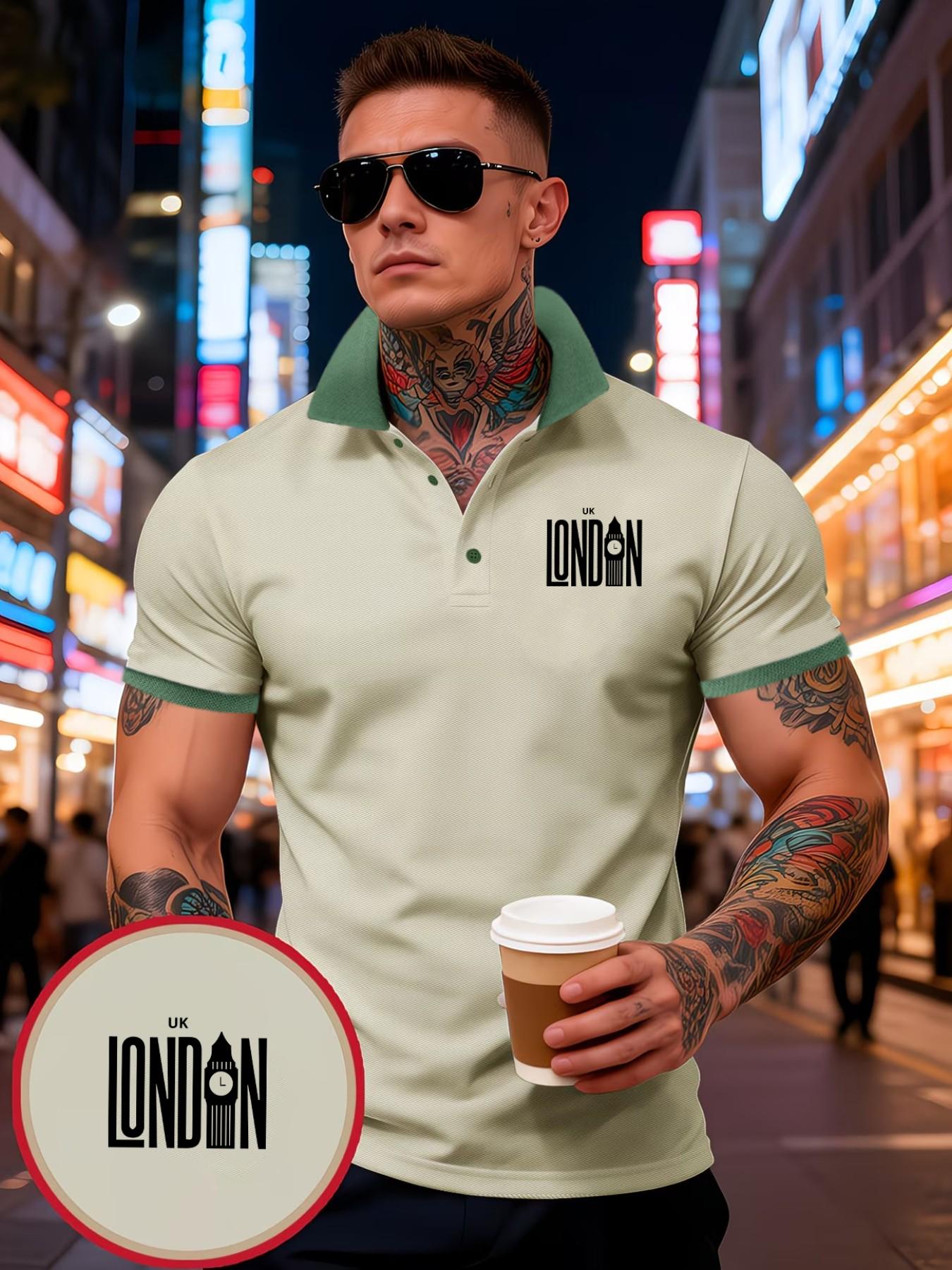 Men's Summer Trendy Colorblock Collared Short Sleeve Polo Shirt, Fashionable Slim Fit, Best Choice for Men, Stylish and Comfortable