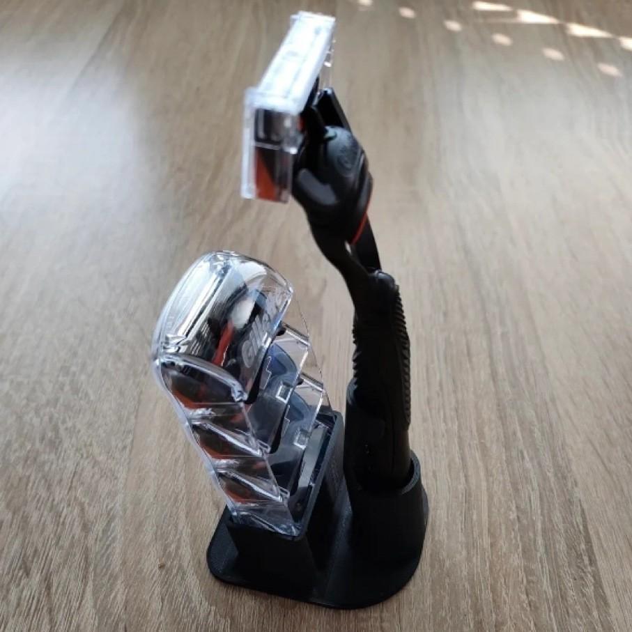 Bathroom Sink Shaving Razor Stand, Manual Beard Trimmer Storage Holder, Bathroom Organizer, Durable Plastic, Ideal Gift for Men and Home