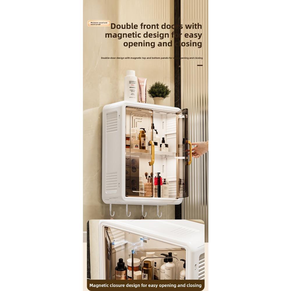 Dustproof Wall-mounted Storage Box for Toiletries, Tissue, Shower Gel, Shampoo, etc., No-drill Wall-mounted Storage Box for Bathroom, Toilet, and Shower Room