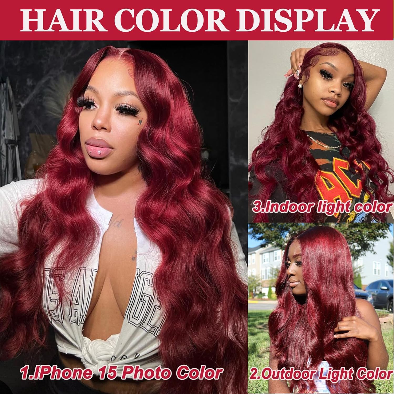 Burgundy Lace Front Wigs Human Hair 180% Density 99j 13X4 Body Wave Lace Front Wigs for Women Red Wigs Pre Plucked with Bleached Knots Natural Hairline