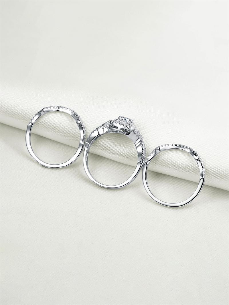 Women's Elegant Rhinestone Decorated Ring (3pcs/set), Exquisite Trendy Rings, Fashionable Hand Jewelry for Women As Gift, Elegant Casual Ring