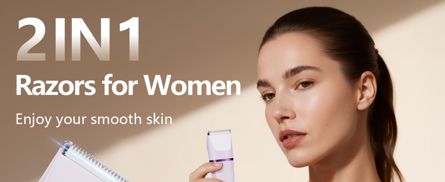 Hair Removal Epilators Bikini Trimmer for Women, Painless Waterproof Electric Foil Shaver Razors for Facial Leg Body Armpit, Ceramic Blade with USB Charging Dock, Travel Grooming Gift for Her