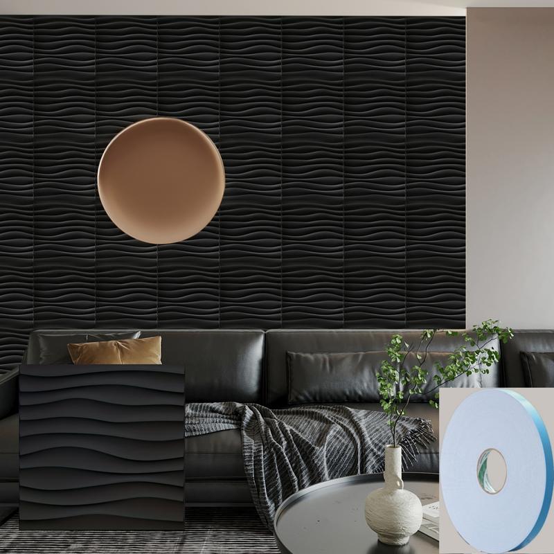 20/30pcs 3D Textured PVC Wall Panels, Waterproof & Moisture-Proof, Easy Install with Adhesive Tape - Modern Abstract Design for Stylish Home Decor, 11.8 x 11.8 inch, Waterproof Wall Panels