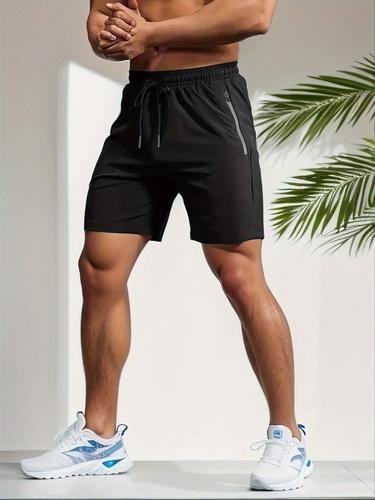 Men's Quick Drying Breathable Shorts with Reflective Letters Logo Regular Fit Casual Comfy Polyester Drawstring Waist Zipper Closure Pockets for Summer Sports & Daily Wear Please refer to the size chart before purchasing mens  gym  shorts sport yoga short