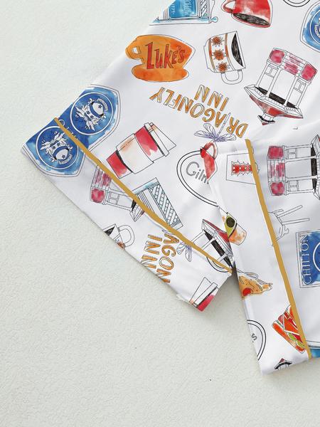 Gilmore Girls Matching Pajamas Set， Women's Cozy Fleece Loungewear, Long Sleeve Top ，Elastic Waist Pants， Cute Stars Hollow Themed Christmas Gift.