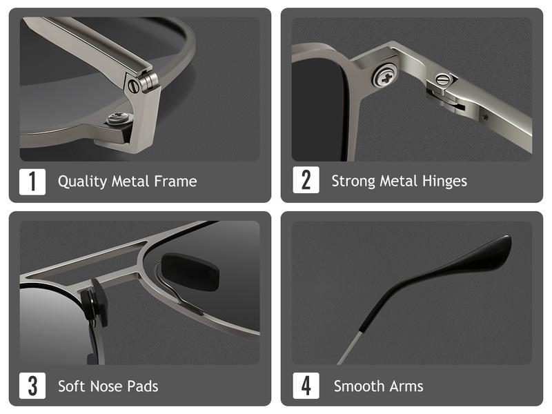 SUNGAIT Polarized Retro Square Aviator Sunglasses for Men Women UV400 Protection Vintage Metal Frame Travel Driving Beach Daily Eyewear Outdoor SGT745 SUNGAIT Polarized Retro Square Aviator Sunglasses for Men Women UV400 Protection Vintage Metal Frame Travel Driving Beach Daily Eyewear Outdoor SGT745