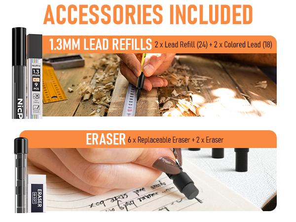 Nicpro 28 Pack Carpenter Pencil Set with Sharpener, Mechanical Carpenter Pencils with 127pack Refills and Carbide Scribe Tool, Heavy Duty Construction Pencils for Architect Woodworking-with Canvas Case, Carpentry Nicpro 28 Pack Carpenter Pencil Set with Sharpener, Mechanical Carpenter Pencils with 127pack Refills and Carbide Scribe Tool, Heavy Duty Construction Pencils for Architect Woodworking-with Canvas Case, Carpentry