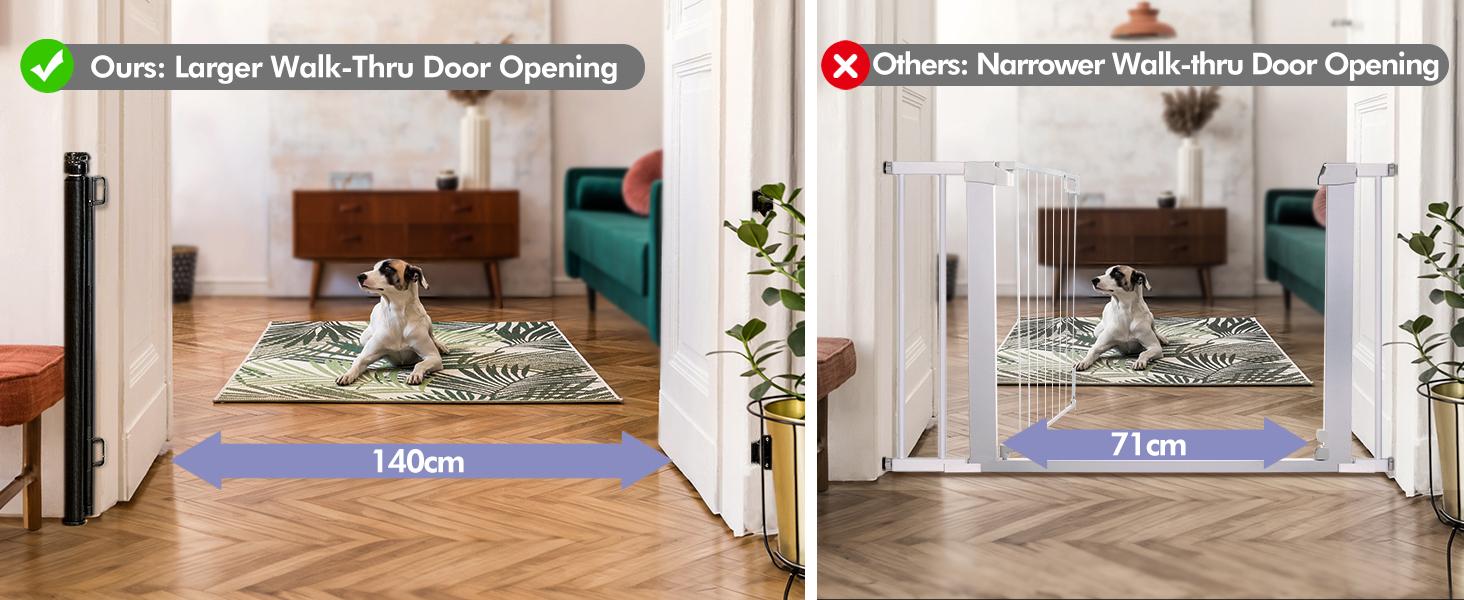 Retractable Baby Gate 33" Tall Extends up to 55" 71" 118" 168" 197" Wide Child Safety Gate for Doorways Stairs Hallways Indoor Outdoor Infant Mesh Dog Gate Easy Installation