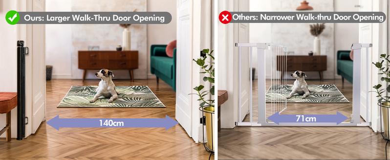 Retractable Baby Gate 33" Tall Extends up to 55" 71" 118" 168" 197" Wide Child Safety Gate for Doorways Stairs Hallways Indoor Outdoor Infant Mesh Dog Gate Easy Installation