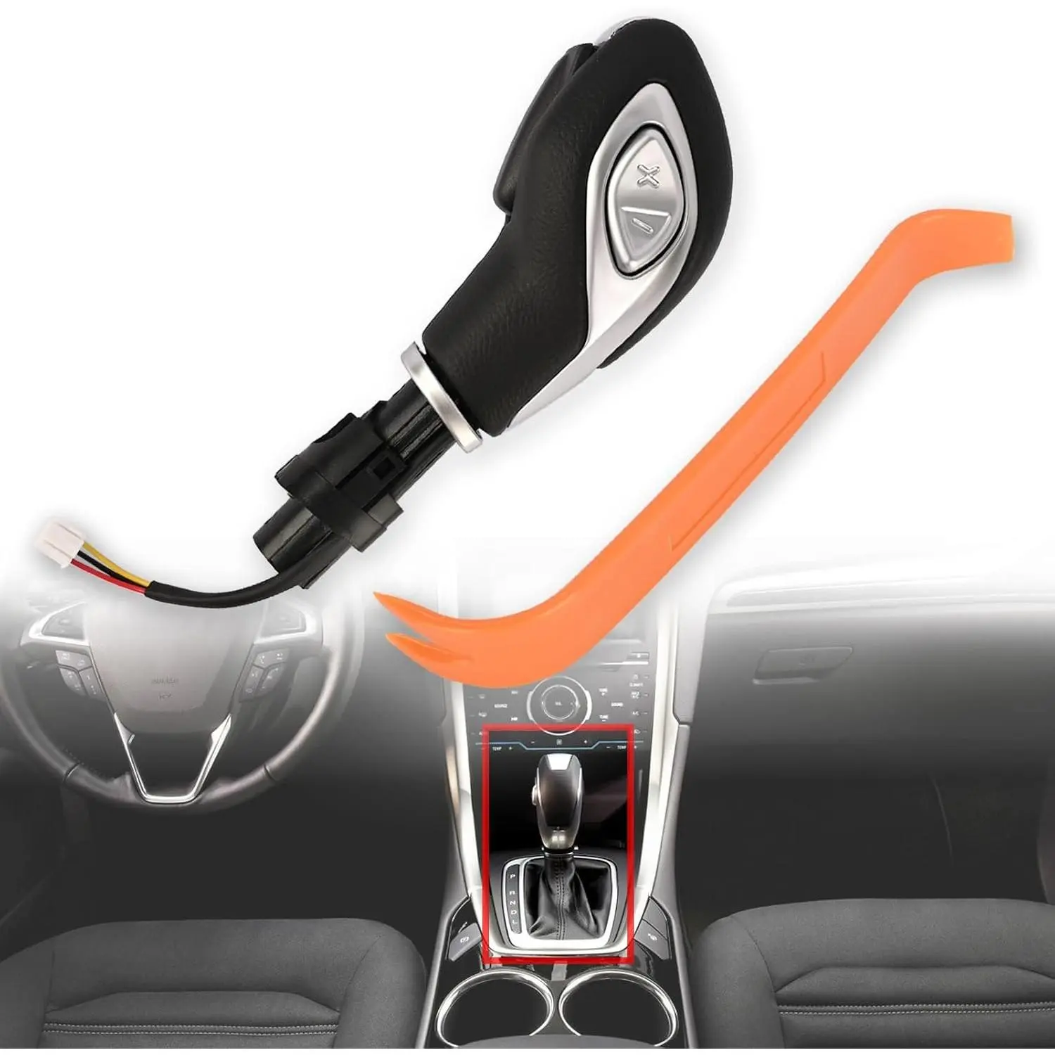 Automatic Gear Shift Knob Handle with Button DG9Z-7213-EA for Fusion 2013-2016 / Escape 2013-2016 / Transit 2015-2019 / Transit Connect 2018-2023 Gear Shifter Lever Selector (Matte)