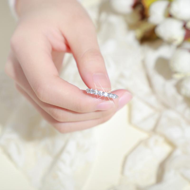 【#R33】UCCIYO D Color Synthetic Moissanite Rings For Women 7 Stones Ring 925 Sterling Silver Daily Jewelry Gift