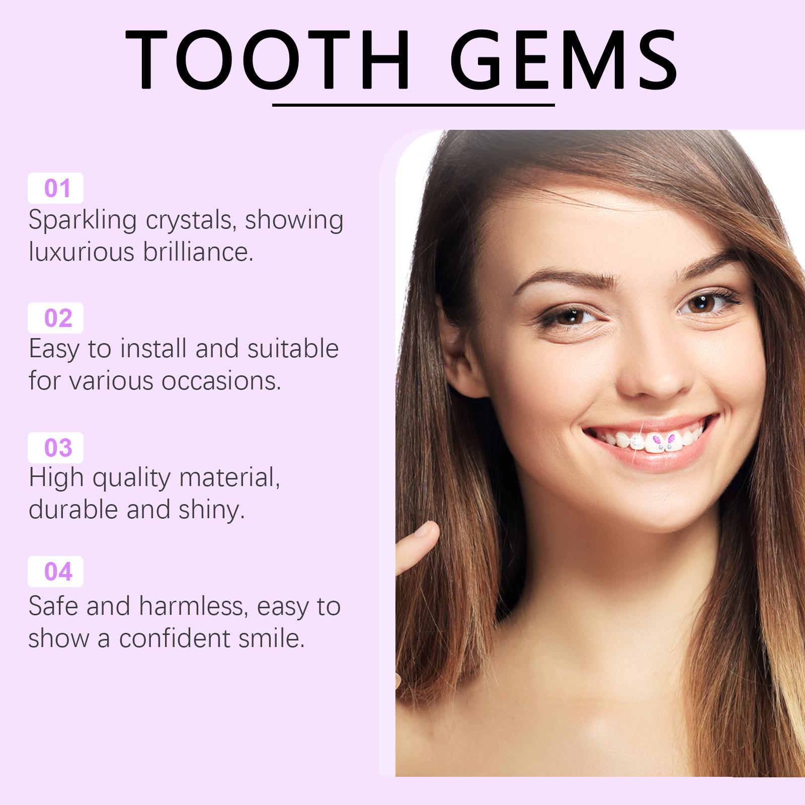 Crystal tooth gems, sparkling tooth gems, decorative and fashionable teeth stickers to enhance the brightness of your smile, portable crystal tooth gems