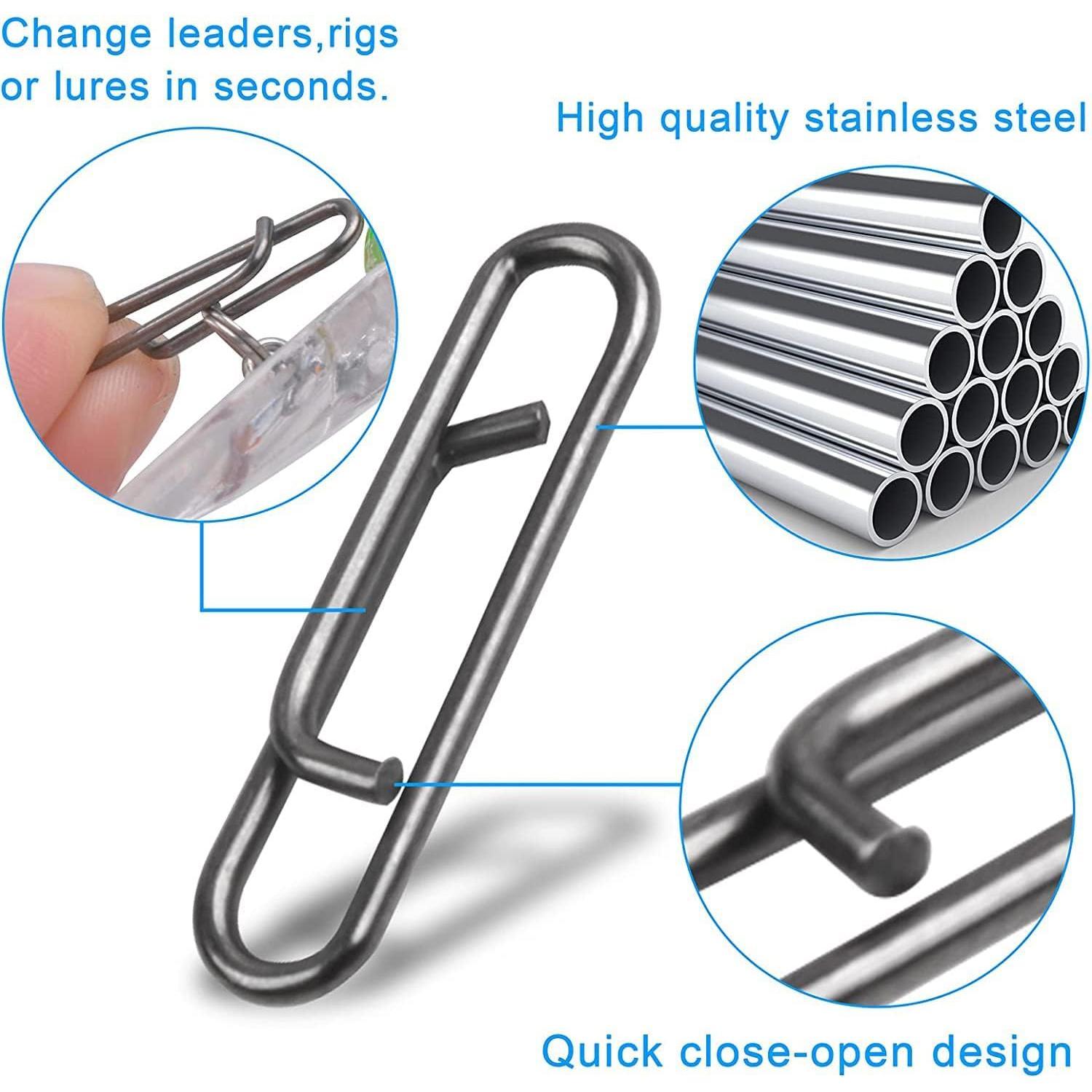40 count Saltwater Fishing Power Speed Clips Kit for Fishing Lure Quick Change | High Strength Stainless Steel Speed Clip Crankbait Popper Lures Quick Snap Connector Tackle Mix 4 Sizes