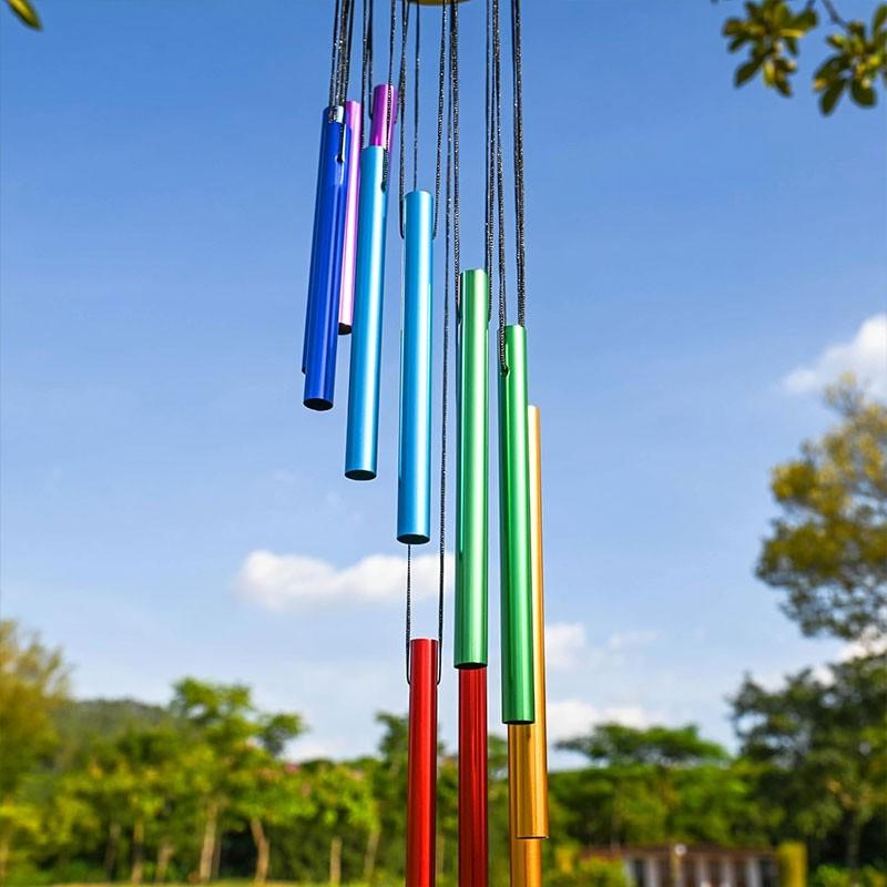 Outdoor Courtyard 12-Tube Colorful Hotel Wind Chime, Garden Balcony Decor, Healing Sound Wind Chime, Meditation Sleep Aid, Home Decoration Gift, Nordic Style, Perfect Holiday Birthday Gift