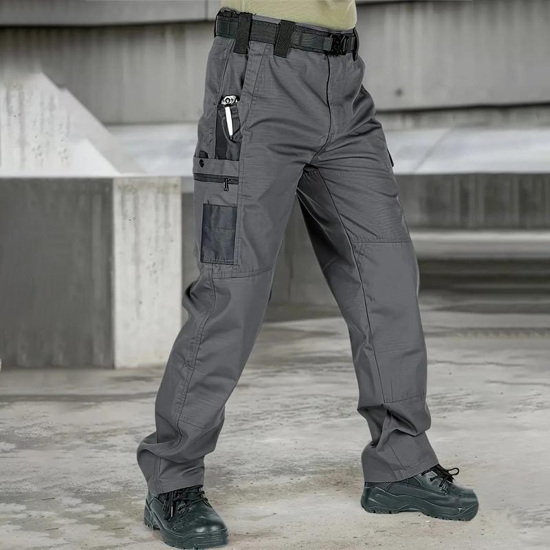 4pcs Men'S Tactical Cargo Pants, Multi-Pocket Design, Solid Color, Elastic Waistband, Ideal for Construction Workers, Hiking, Exploring,Menswear Breathable Casual Comfy Fashion Day Outdoor cargo pants for men slacks pantalones para hombre