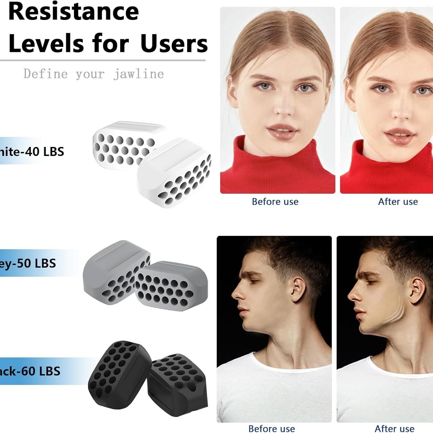 Unisex Jaw Exerciser Set, Jawline Trainer, Jaw Enhancer, 3 Resistance Levels (6 Pieces), BPA-Free Silicone, Ideal for Beginners, Intermediate, and Advanced Users
