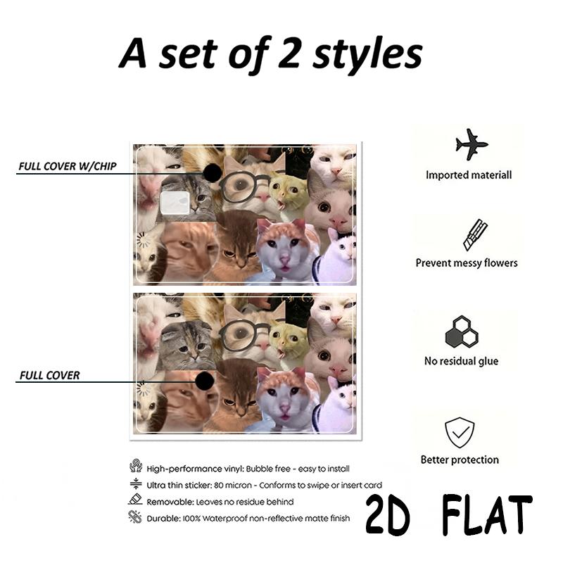 2-Pack Cat Pattern Credit Card Stickers, Ultra-Thin Waterproof Scratch-Resistant, Personalized Bank Card Decorative Stickers, Durable Waterproof Stickers