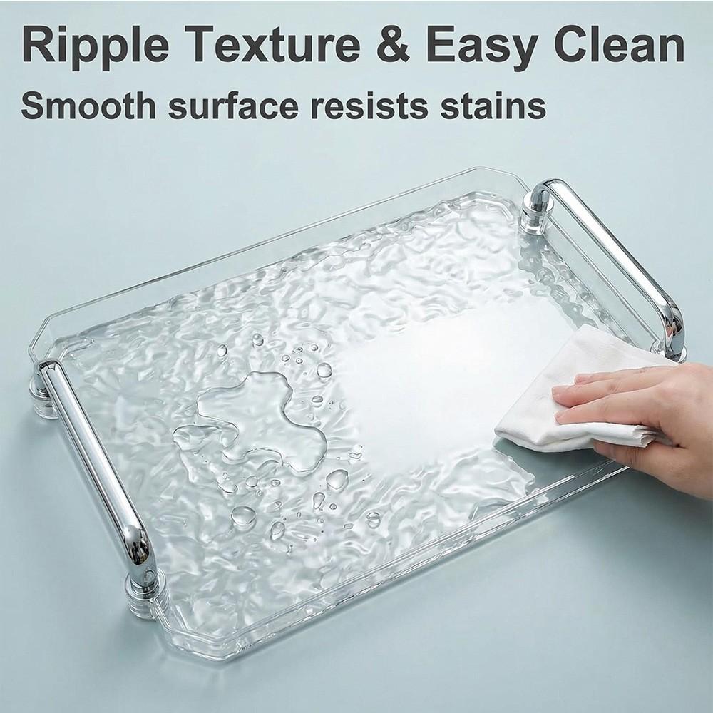 Plastic Serving Tray with Handles, Reusable Tray Rectangular Party Platters for Dessert Coffee Tea Table, Living Room Kit