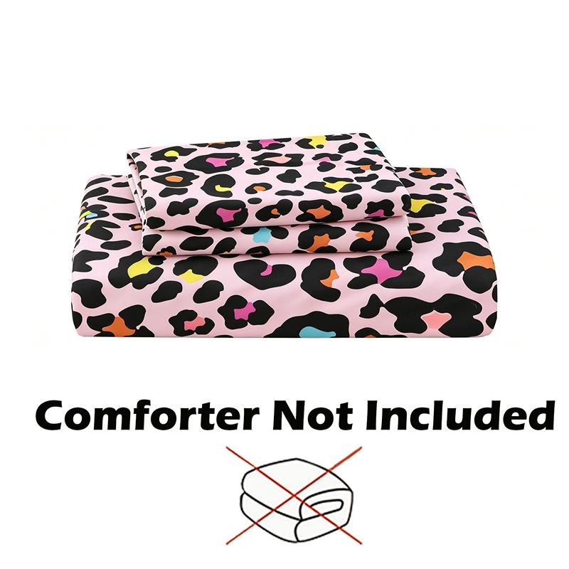 3pcs Sweet Fashion Leopard Print Bedding Set,(Include 1*Duvet Cover, Without Duvet Insert,2 *Pillowcases, Without Pillow Core) Soft Fabric, Easy-To-Remove Zipper, Perfect Gift