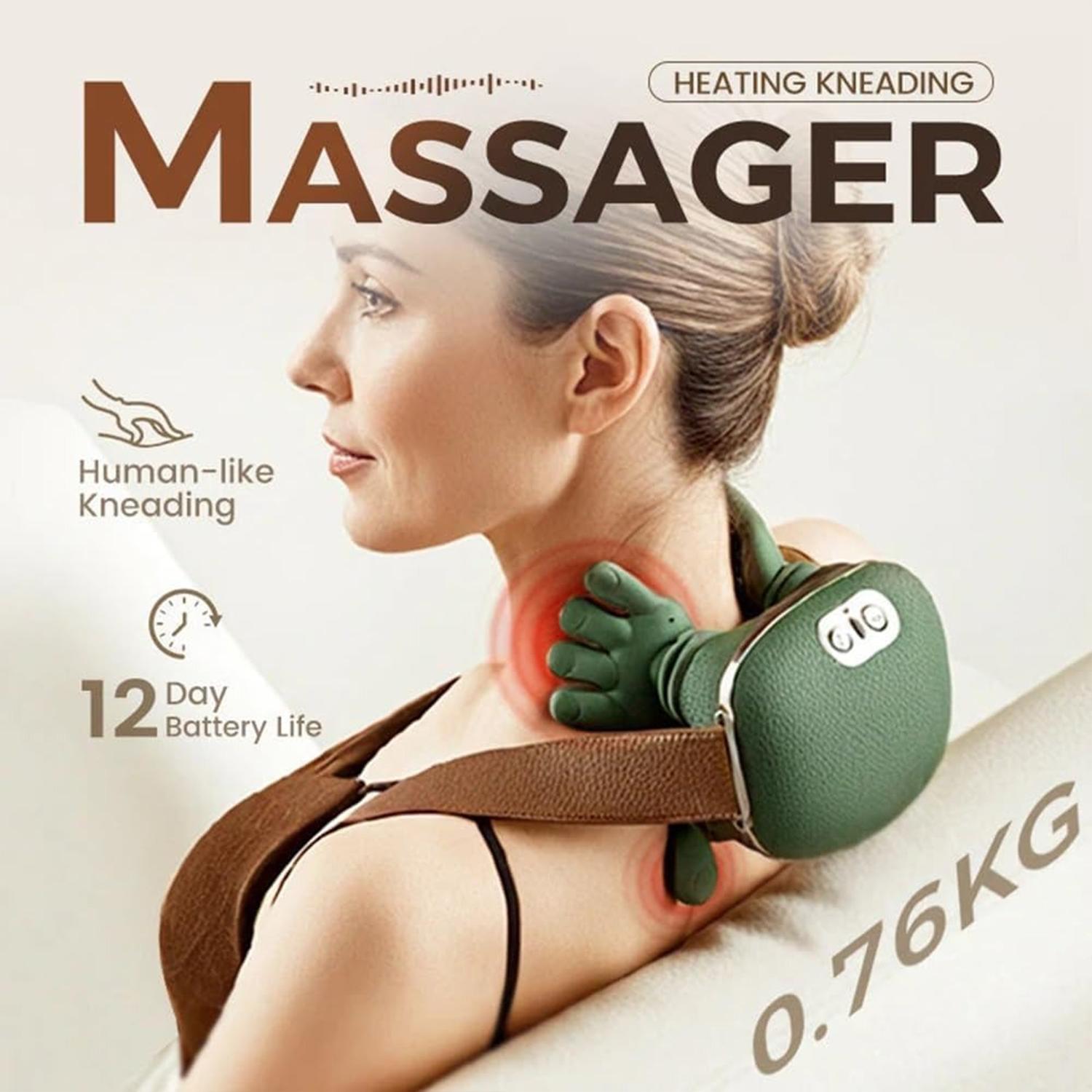 Back Massager Pillow with Heating & 3 Speed Settings, Electric Massage Cushion for Back Pain Relief, Suitable for Men Women, Neck Shoulder Relaxer
