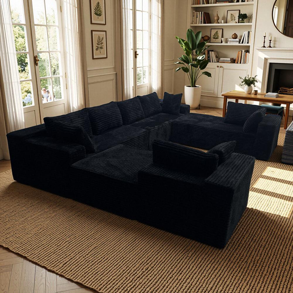 138'' Oversized U-Shaped Boneless Sectional Couches，8 Seater Modular Boneless Cloud Sofa with Chaise Lounges，For Living Room Apartment，4-in-1 Flexible Combination Deep Seat Corner Large Couch NoAssembly Required, Big Comfy Couches Set with  Plush Flannel