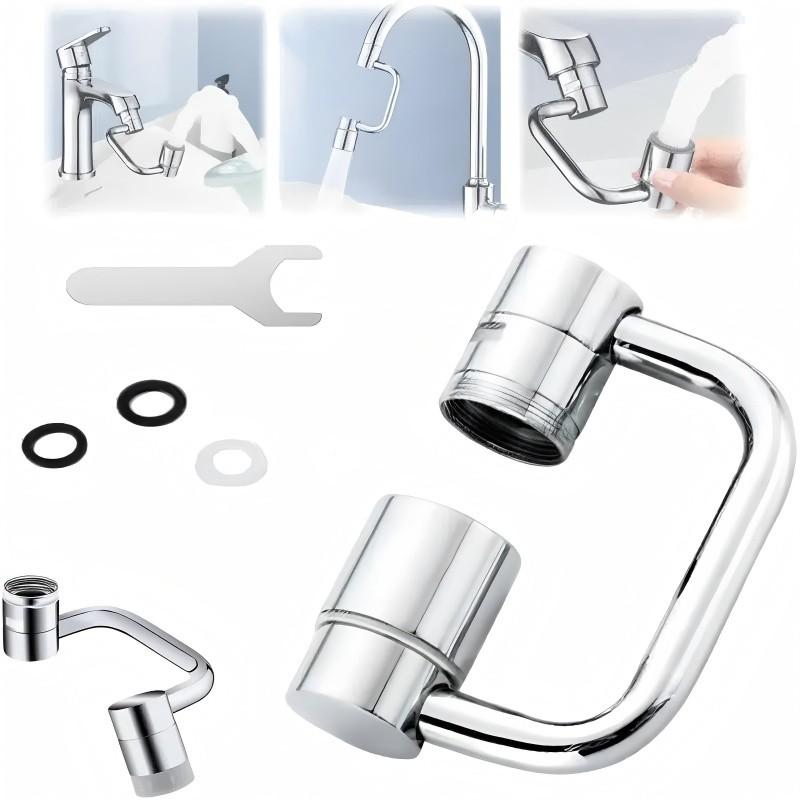 1440° Rotatable Faucet Aerator Extender, Full Angle Control, Kitchen Bathroom Sink Faucet Sprayer Attachment, 2 Splash Modes (1pc)
