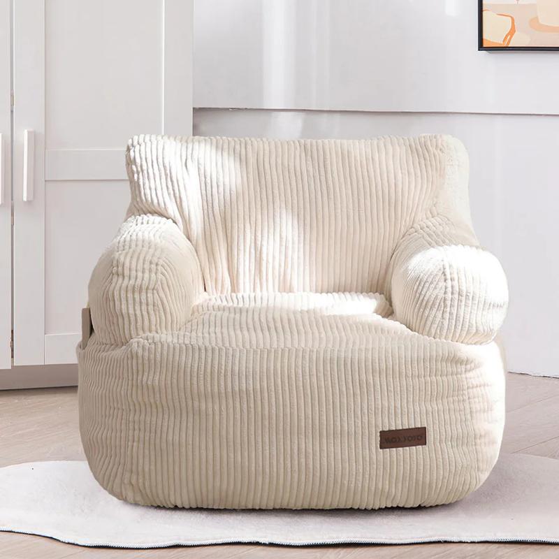 [Cute Size] MAXYOYO Beige Bean Bag Chair, Plush Accent Chair for Small Spaces, Dorms & Reading Nooks, Cute Bean Bag Sofa