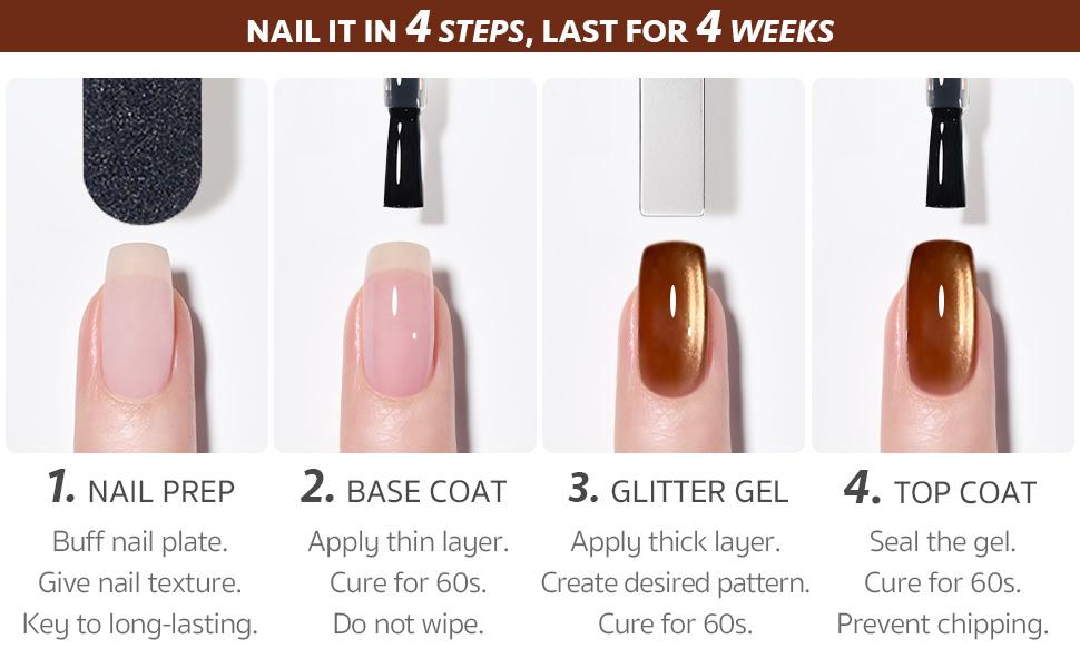 GAOY Sparkling Amber Cat Eye Gel Nail Polish Set with Magnet, Jelly Brown Cat Eye Christmas Gift Idea, Salon UV Gel Manicure and Nail Art DIY at Home