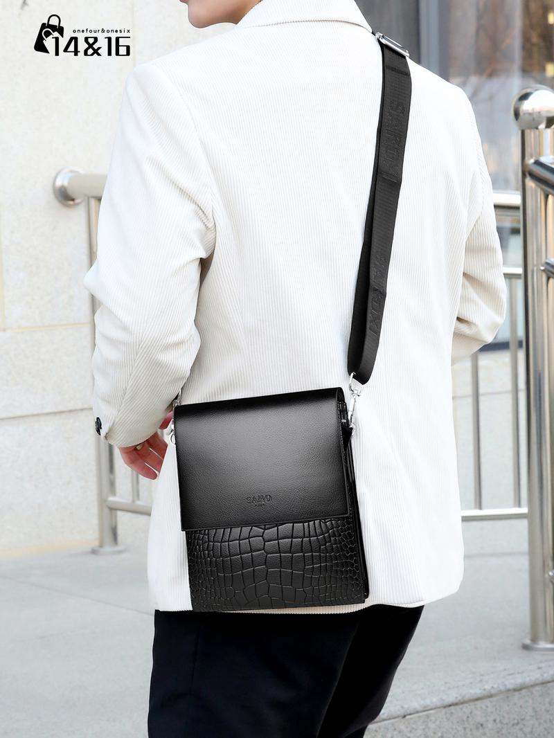 Men's PU Leather Shoulder Bag, Versatile Shoulder Bag, Casual Crossbody Messenger Bag, Multi-Functional Small Storage Pouch, Ideal Gift for Boyfriend