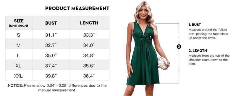 Danedvi Women's V Neck Front Knotted Sleeveless Tank Dress Summer Solid Casual A Line Dress Fit Chic