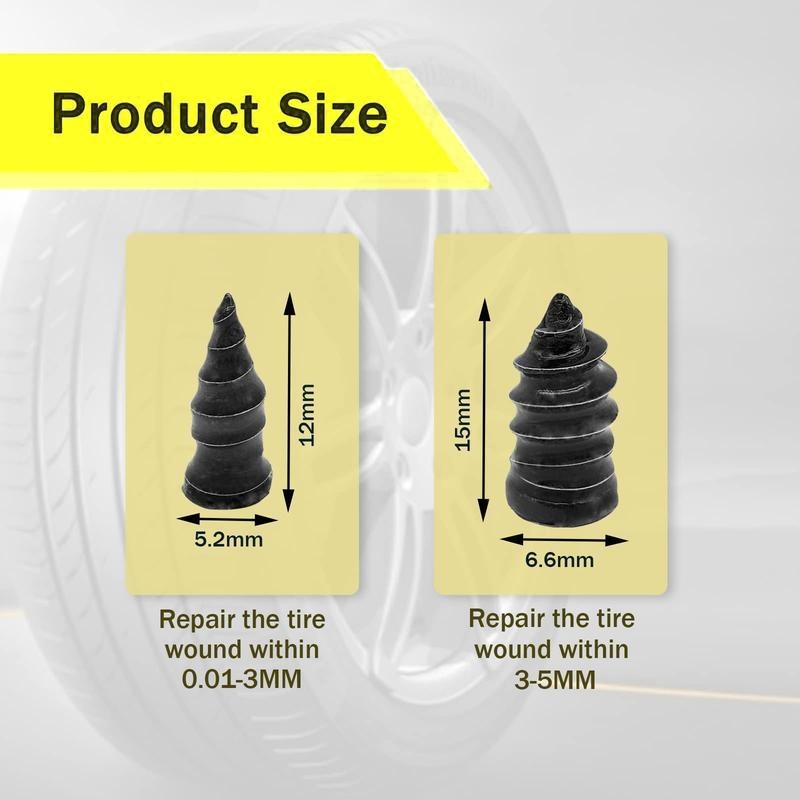 70PCS Tire Repair Rubber Nails Kit with 2 Sizes for Car/Motorcycle/Truck/Tractor, Fast Self-service Screw Rubber Nail Vacuum Tire Puncture Repair Tool