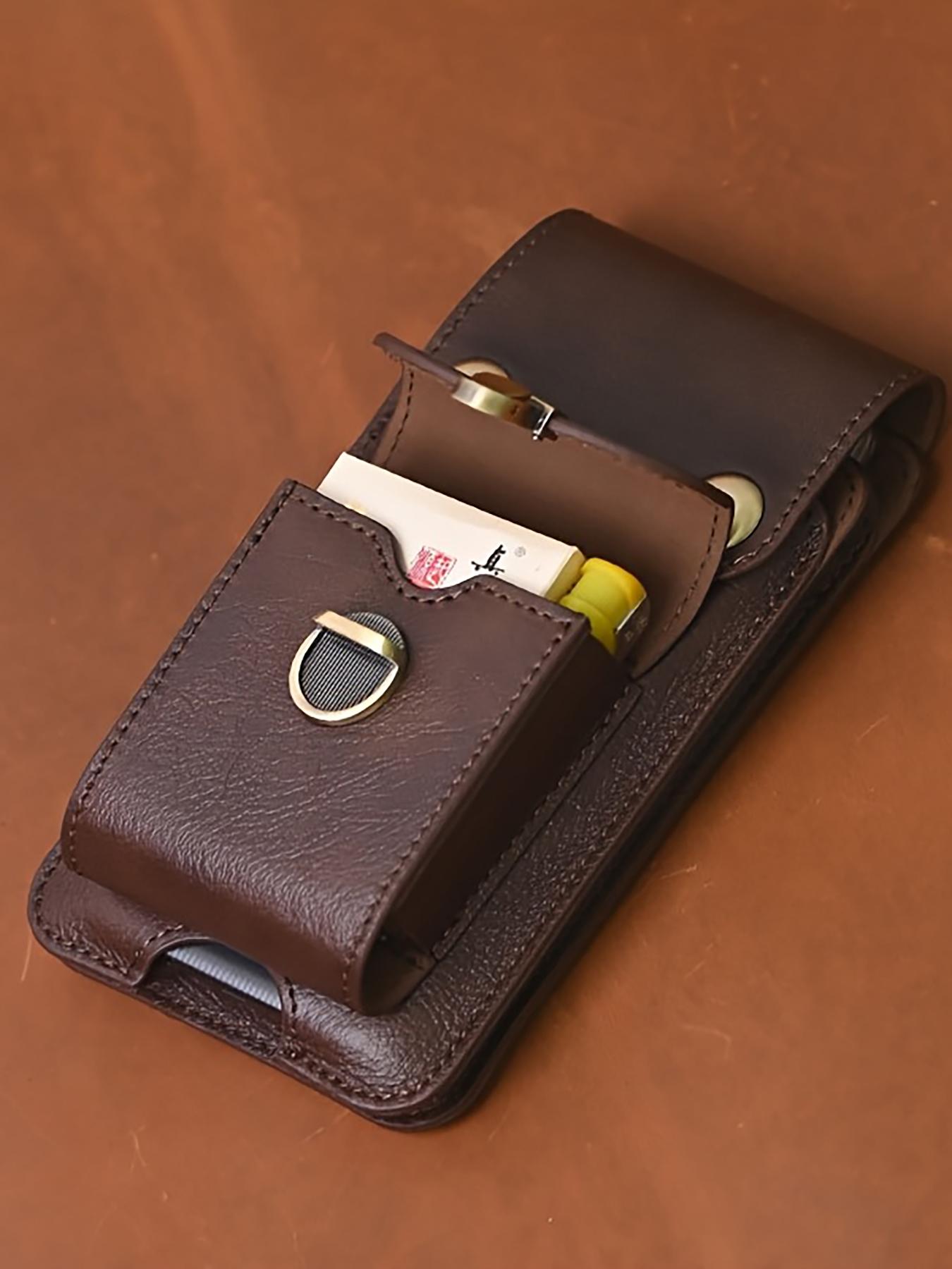 Top Layer Cowhide Vertical Mobile Phone Bag, Multi-Function Thickened Belt Key Bag, Multi-Layer Waist Bag Crossbody Bag