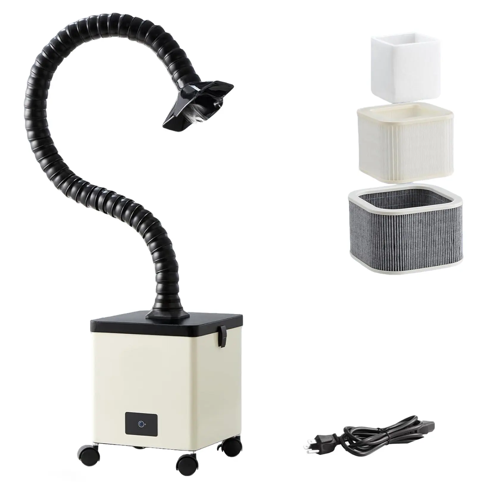 High-Efficiency Soldering Fume Extractor – 100W Portable, 3-Stage Filtration, 240 m³/h Powerful Smoke Absorber, Flexible Hose, For Welding, DIY, Electronics