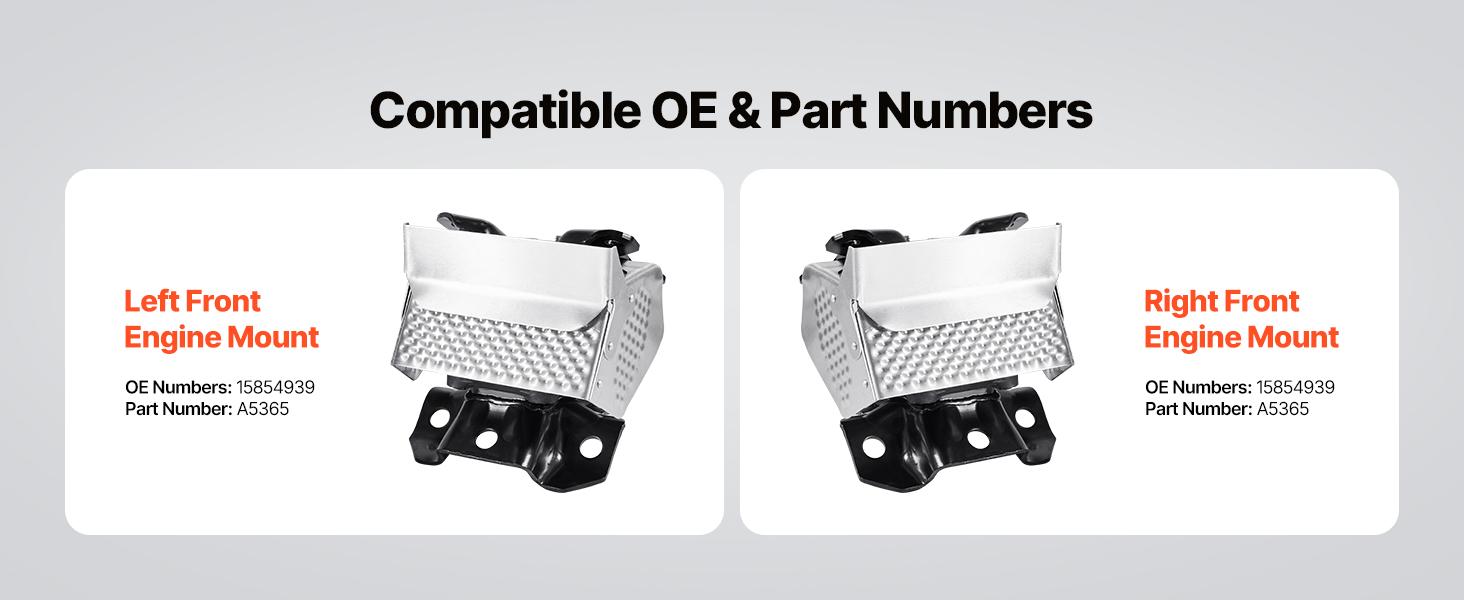 VEVOR Engine Motor Mount Kit Replacement, Set of 2, Compatible with 2007-2013 Chevrolet Silverado 1500 5.3L V8, Replace OE# A5365, A5365, Secure Support, Left and Right Front Mounts