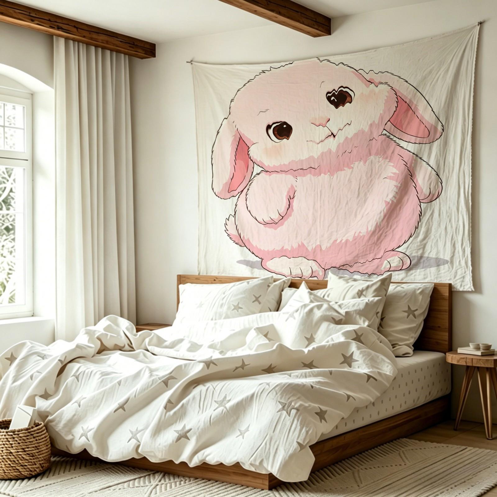 Giant Lop-Eared Bunny Wall Tapestry, Aesthetic Backdrop for Bedroom, School & Kindergarten Party, Photo Prop, Living Room Decor, Gift
