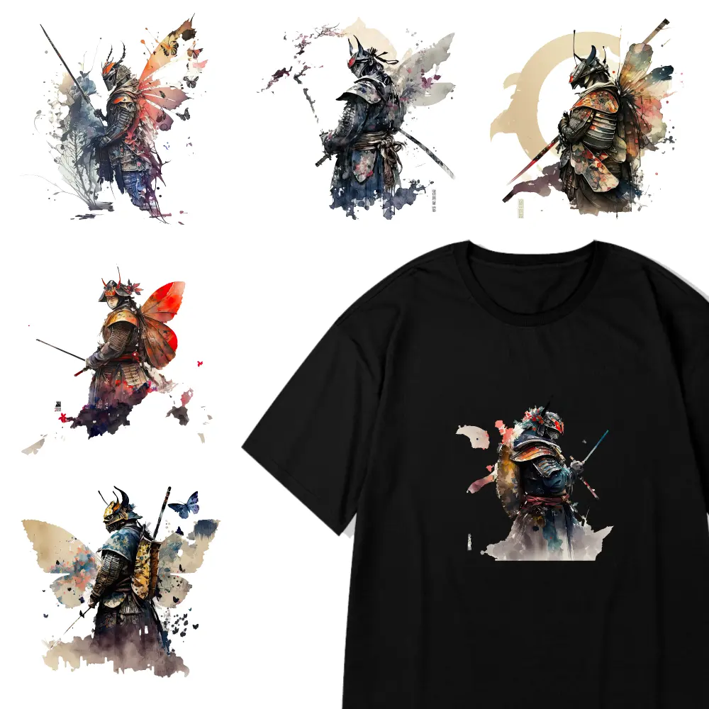 6 Pcs Samurai Warrior Iron on Transfers DTF Transfers Ready Transfers Sticker On Clothes Iron on Decals for T Shirts Iron On Transfer Patches Hoodie DIY Crafts for Clothing T-Shirt Jeans Applications