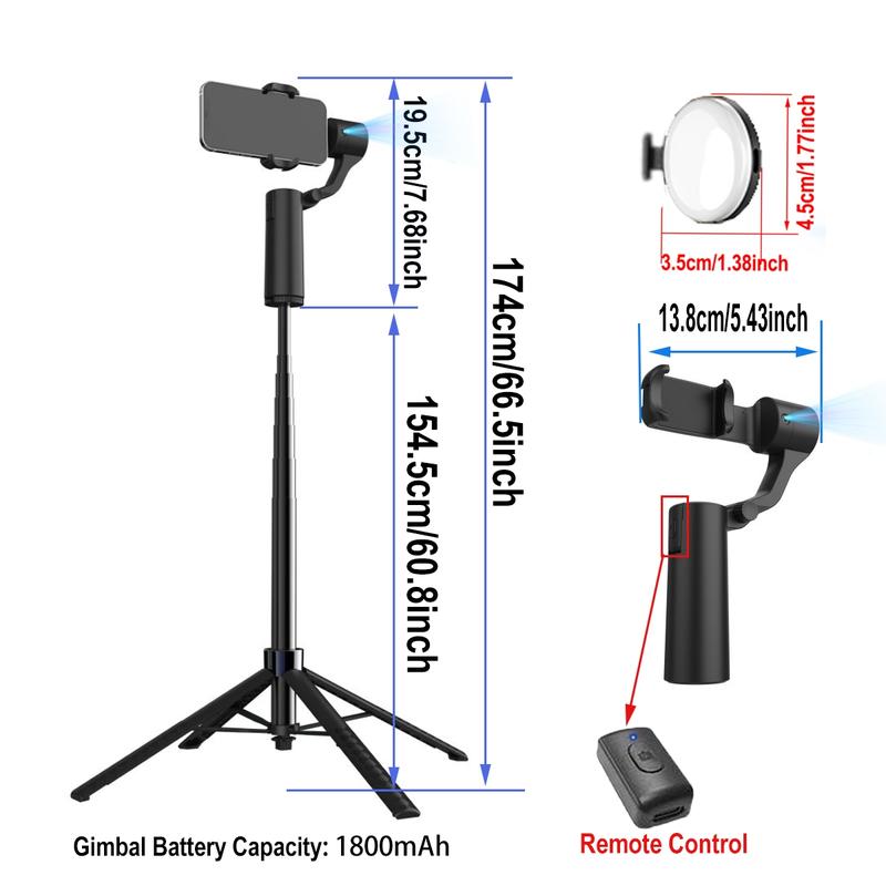 Dual-Axis Ai Face Recognition Gimbal with Tripod Stand, Phone Stabilizer, Handheld Gimbal, 360° Follow Focus, Anti-Shake, Videography Equipment, Christmas Gift