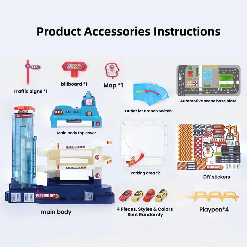 City Parking Lot-Parking Garage Toy Playset,Race Car Ramp Track Toys Sets Garage Playset with 4 Little Alloy Racer Cars Adventure Track,3Parking Levels Christmas Birthdays Gifts for Age 3 4 5 6 7 Boys Girls hot wheels garage toy pista de carros para niños